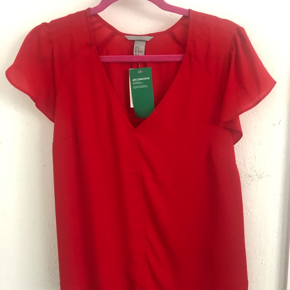 H&M red blouse